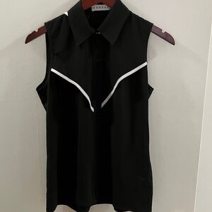 Carven Contrast Trim Sleeveless Blouse